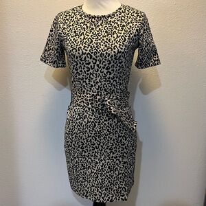 Zara Leopard Print Short Sleeve Dress with Belt